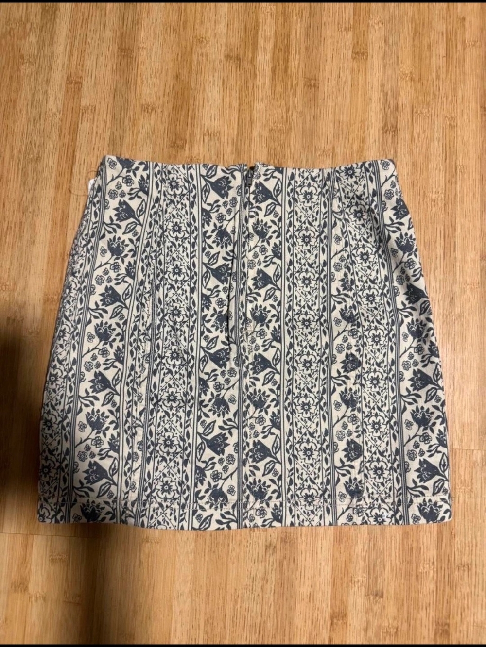 Free People Blue and White Floral Stripe Mini Skirt